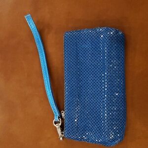 Whiting & Davis, aqua sequined wristlet, some wear and tear (see pictures)